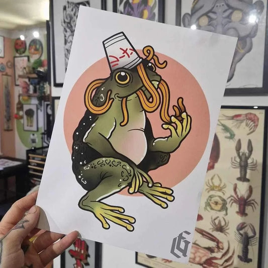 Noodle Frog - Prints - GingerCnut Tattoo