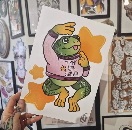 Tummy Ache Frog - Prints - GingerCnut Tattoo