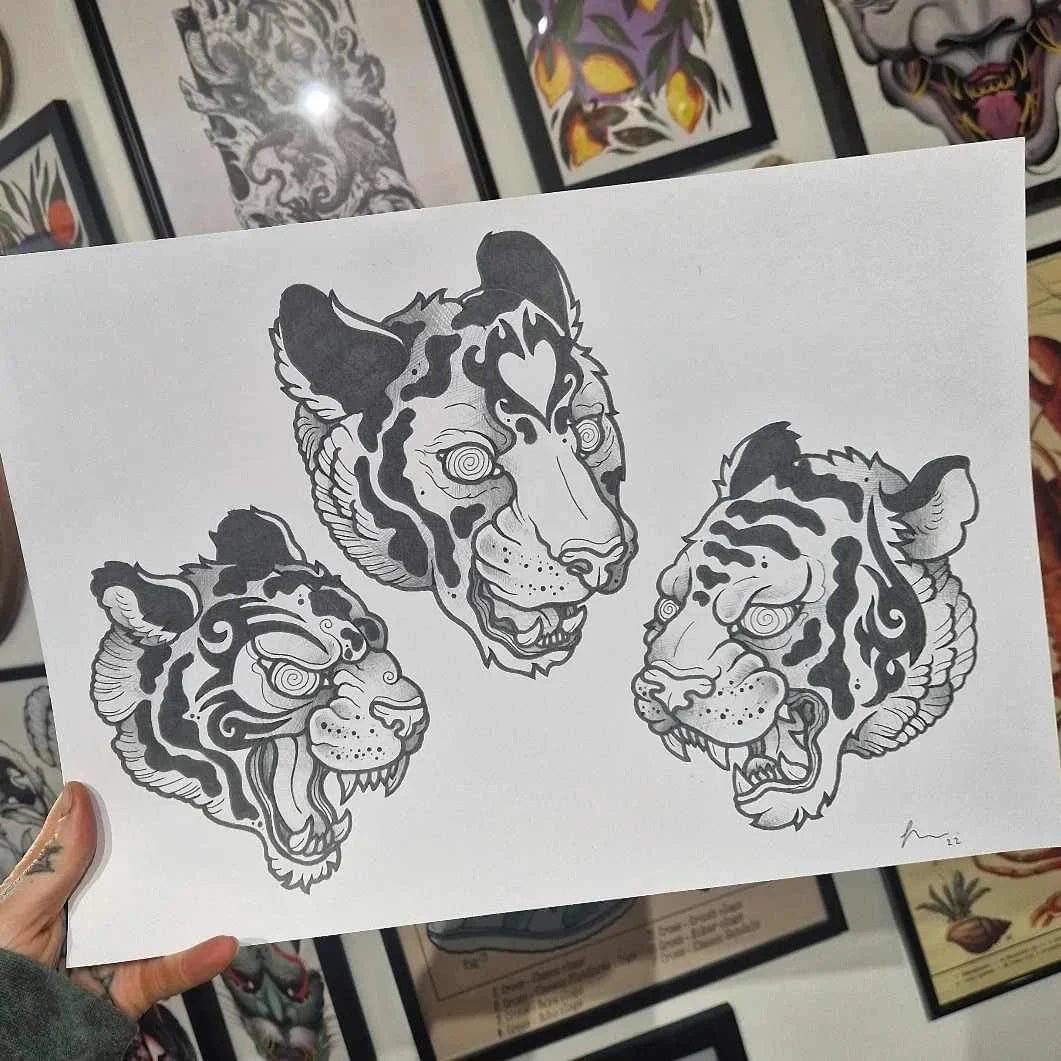 Tribal Tigers 02 - Prints - GingerCnut Tattoo